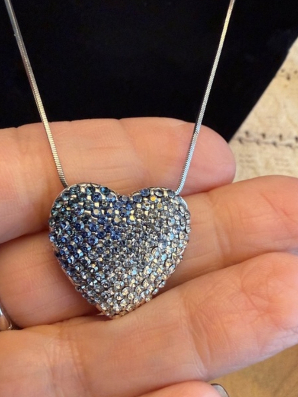 Brighton Silver-Tone Heart Pendant with Blue Crystals